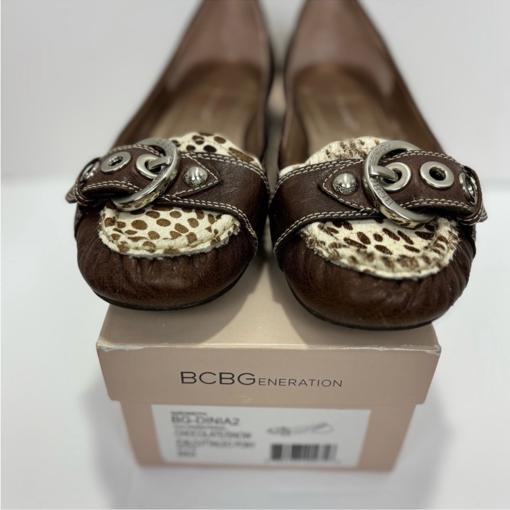 BCBG Chocolate Calcutta Leo Pony Hair Loafers with Box Women’s Size 8M